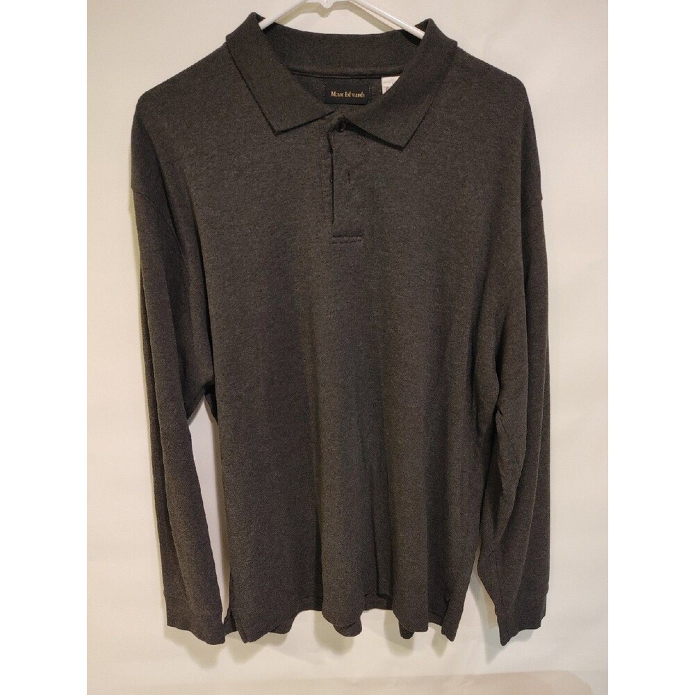 Marc Edwards Polo Long Sleeve Shirt Gray Men’s Size Large